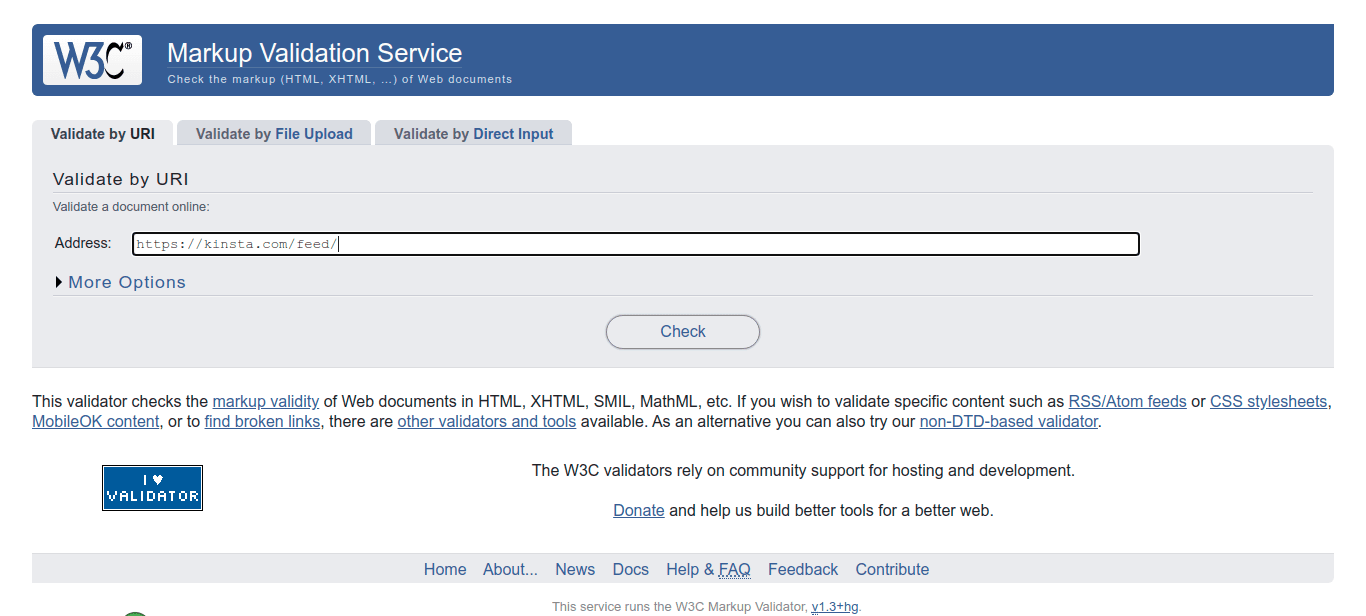 El servicio de Validación de feed del W3C.