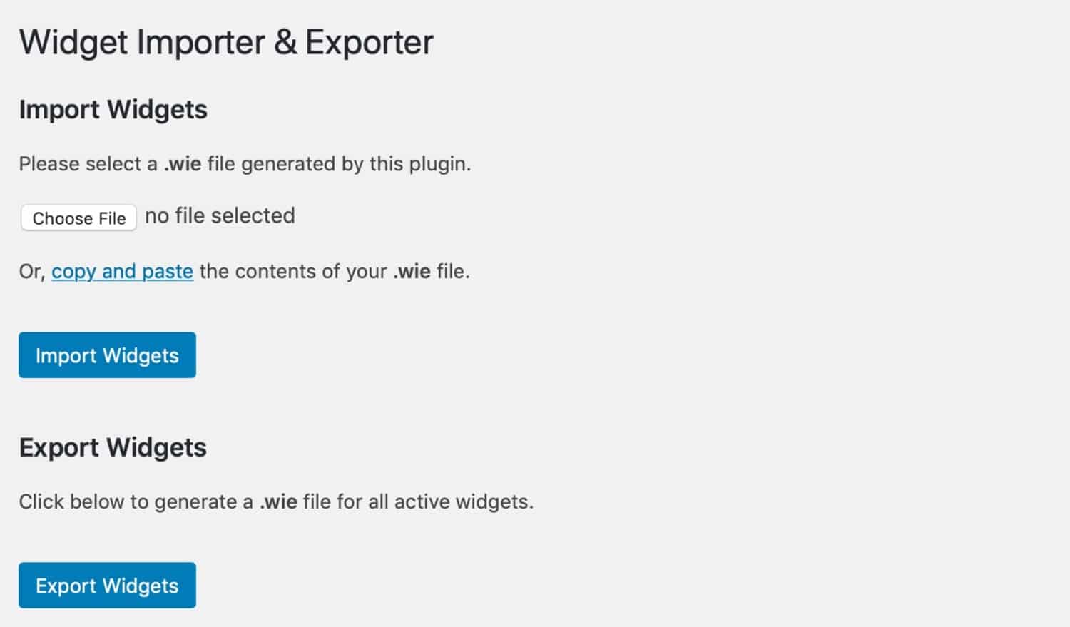 Widget Importador & Exportador