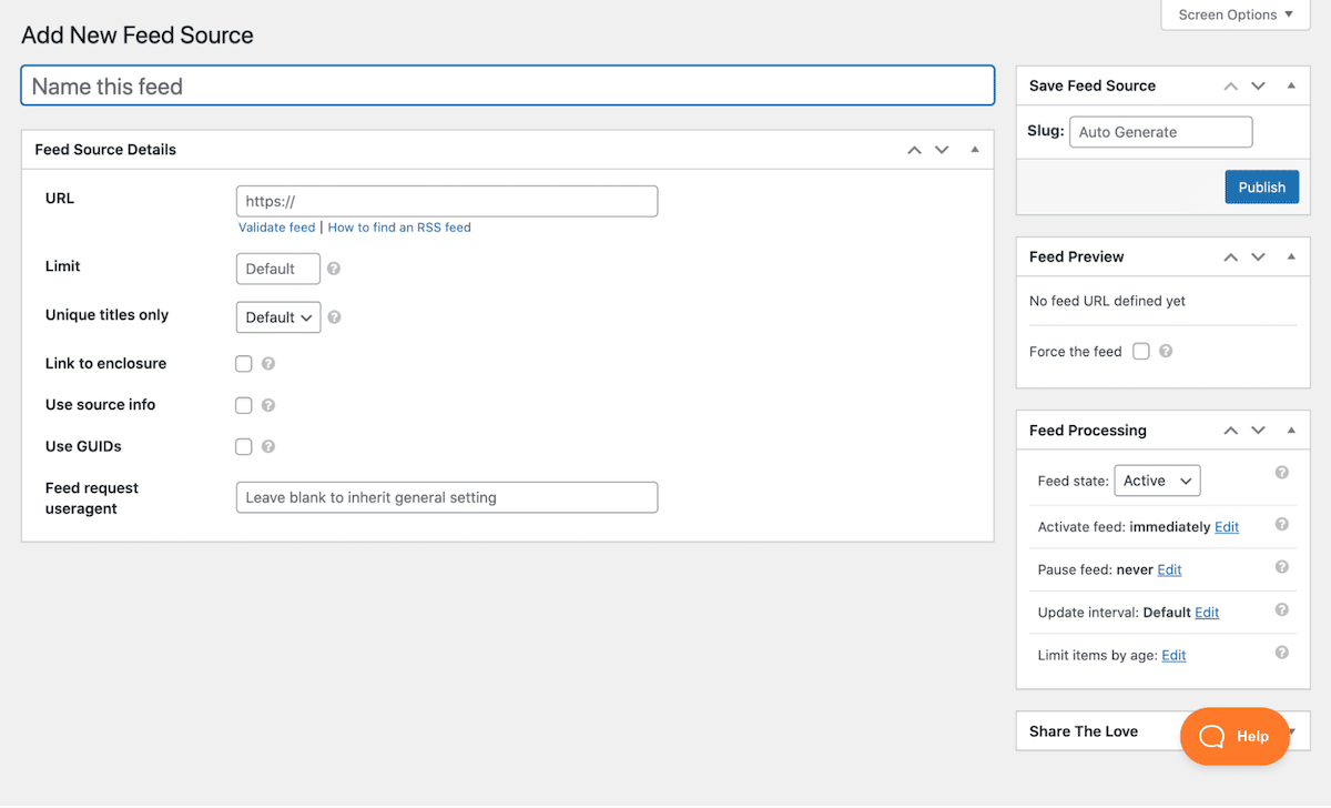 Aggiungere una nuova fonte di feed