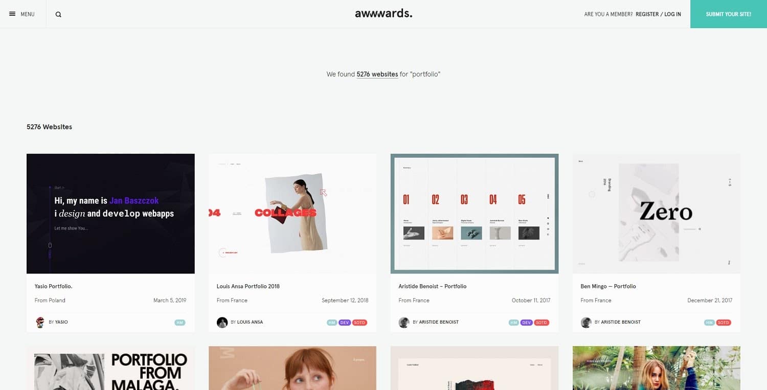 Awwwards portföljsajter