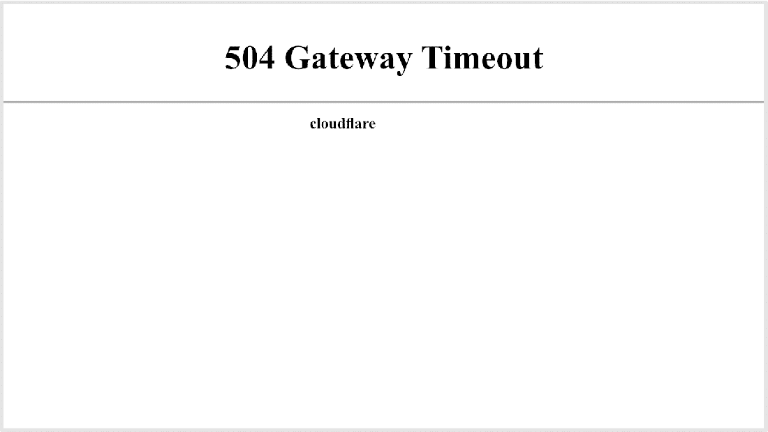 Felskärm för 504 Gateway Timeout som orsakas av Cloudflare