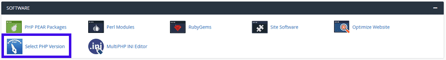 Selecionando uma versão PHP no cPanel