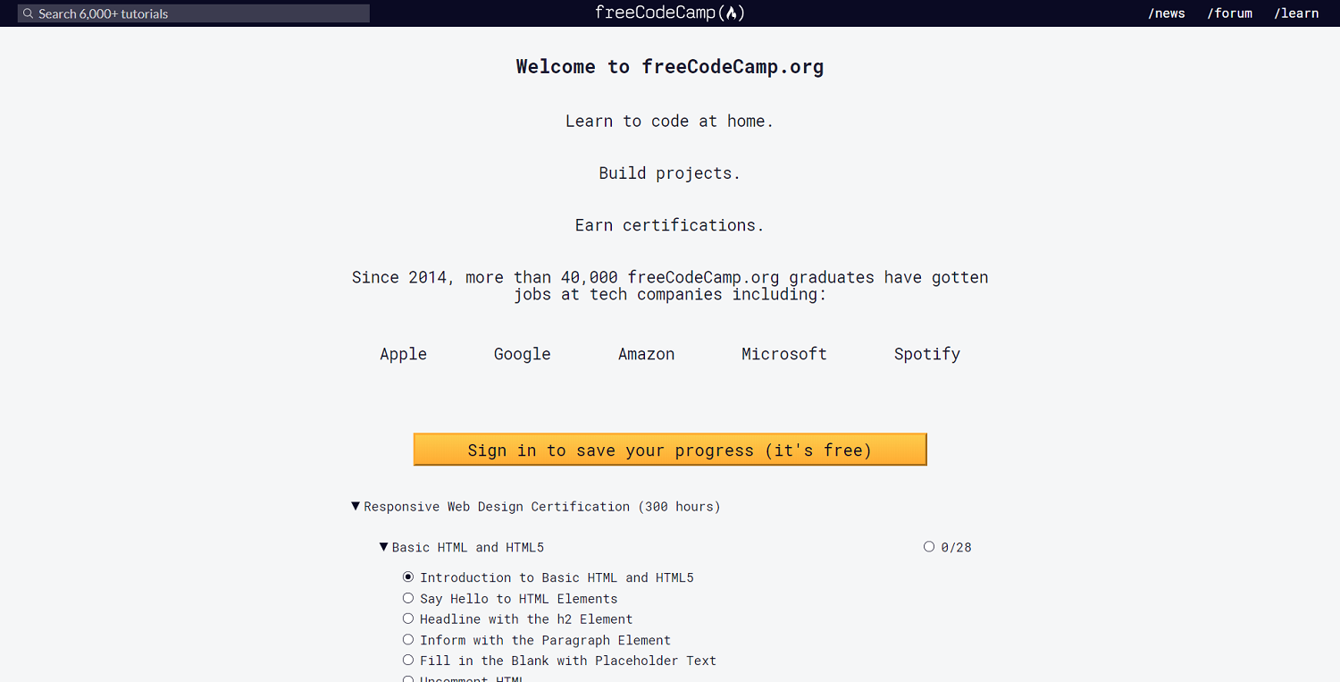 FreeCodeCamp certificação de web design