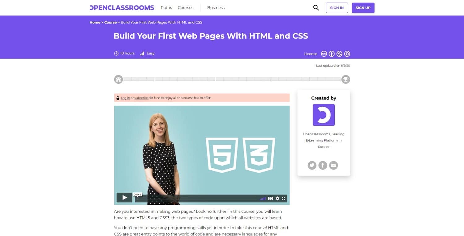 openclassrooms build your first web pages course