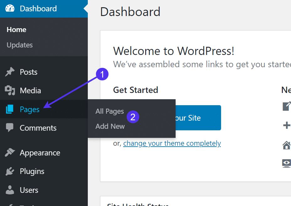 Adicionando uma nova página no WordPress