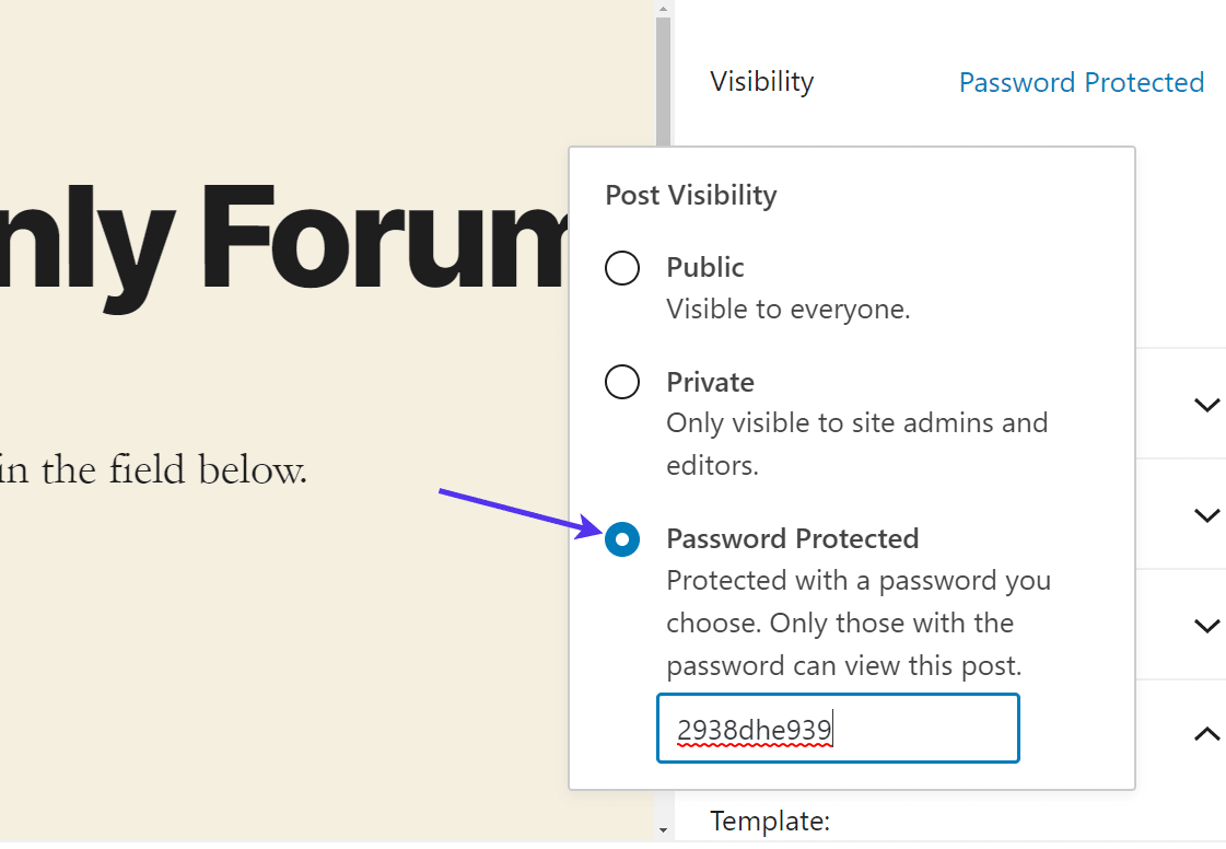 Pagina privata protetta da password
