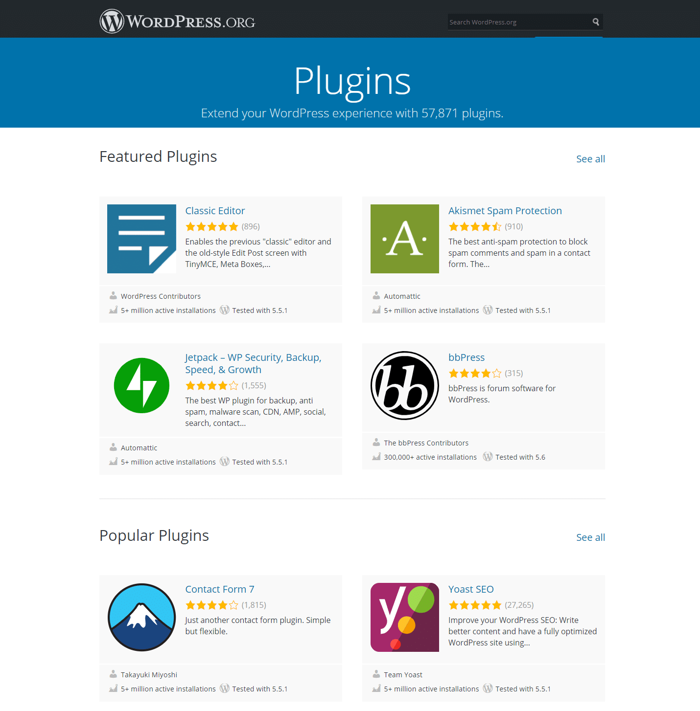 Le dépôt d’extensions WordPress.