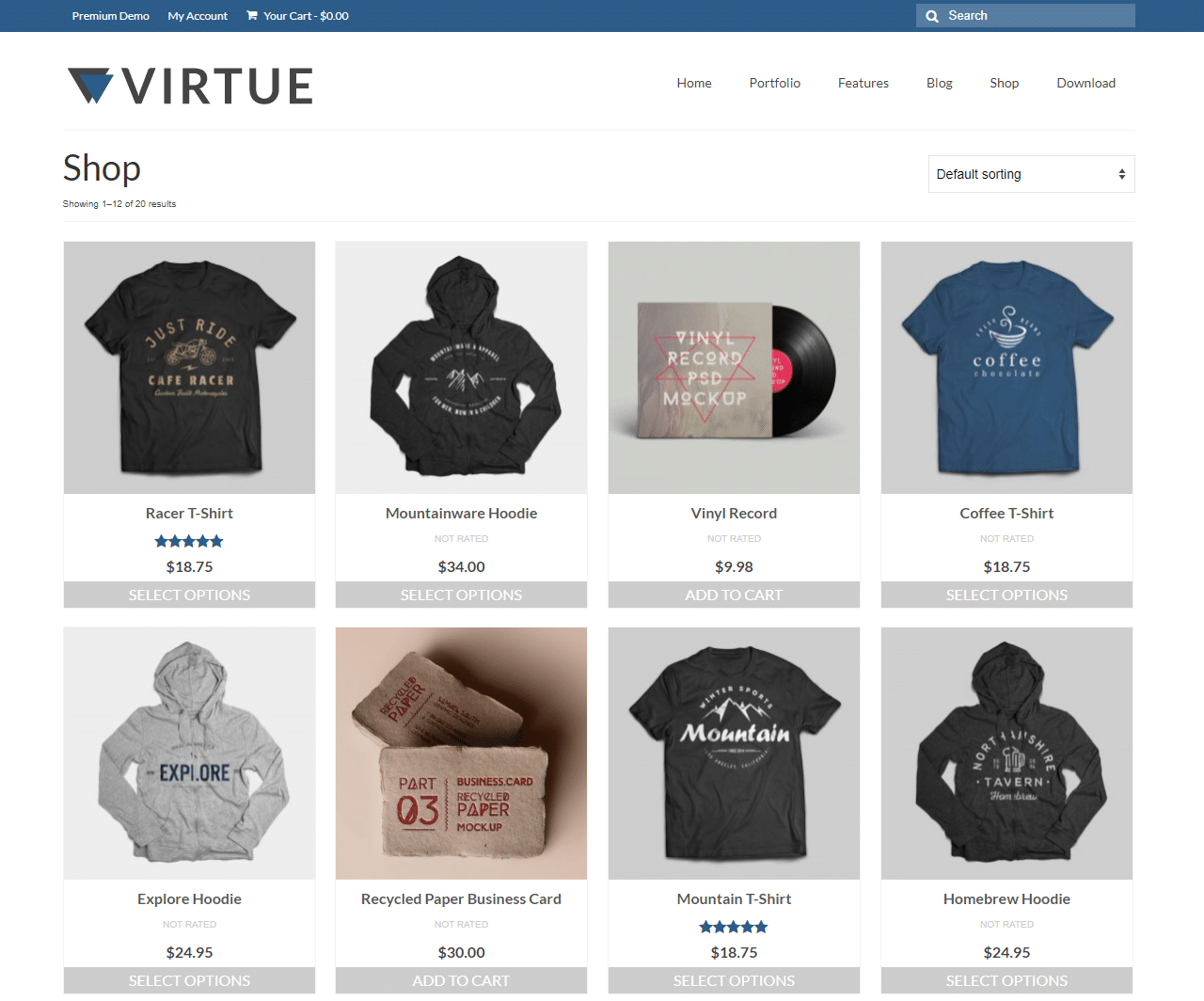 Virtue - El tema de WooCommerce más rápido