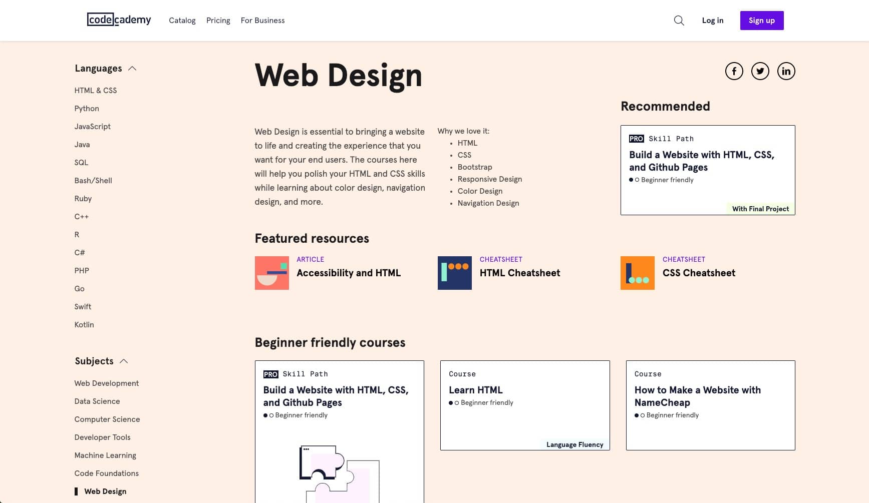 web design courses — Codecademy