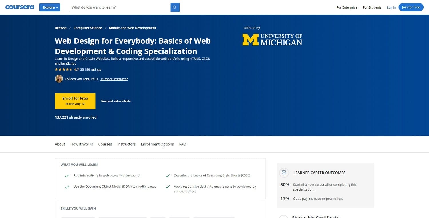 Coursera U-M webbdesign kurs
