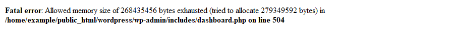 wordpress memory limit exhausted error