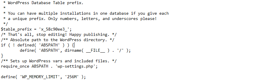 Límite de memoria de WP como aparece en wp-config
