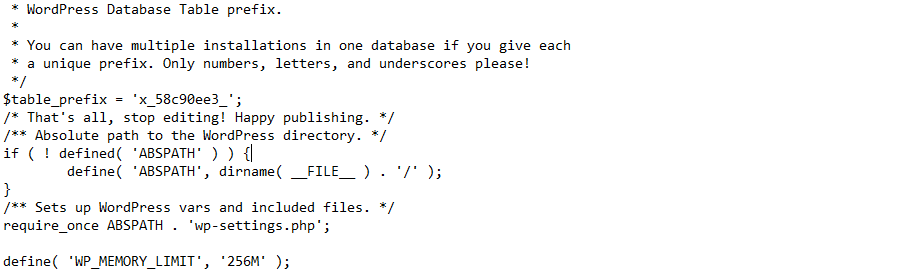 WP-Memorylimit, wie es in wp-config erscheint