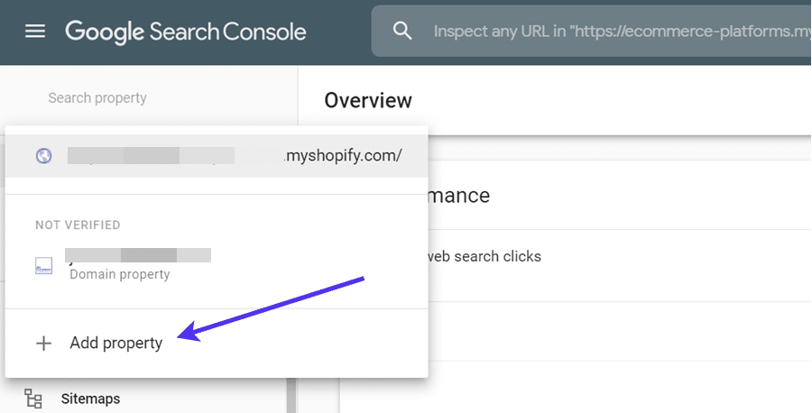 Adding a property in Google Search Console