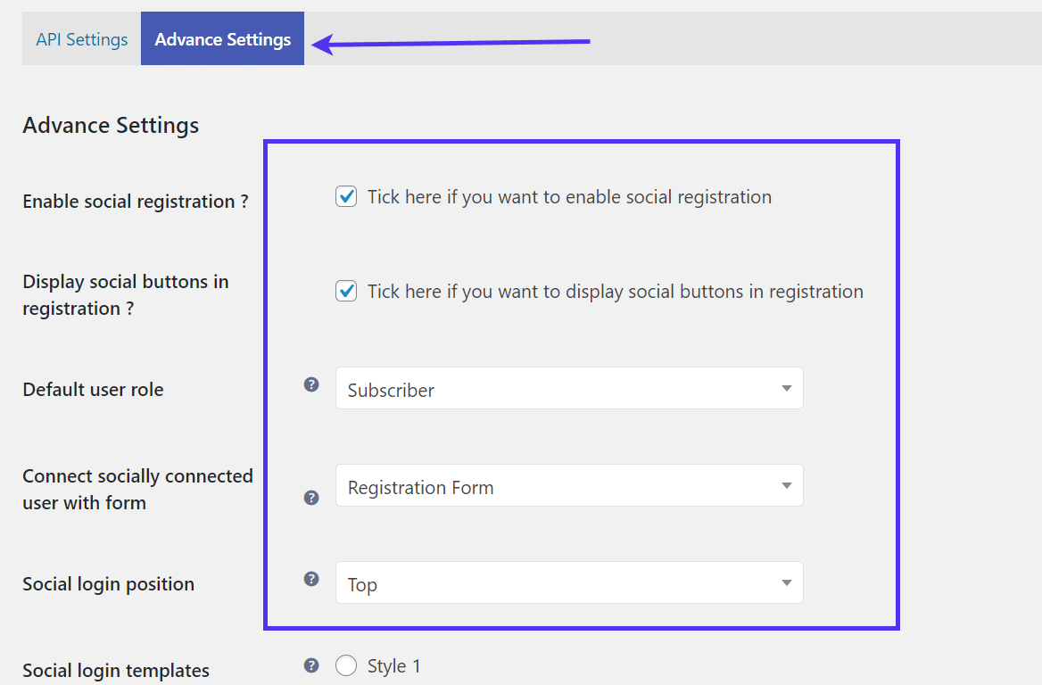 Configurações avançadas