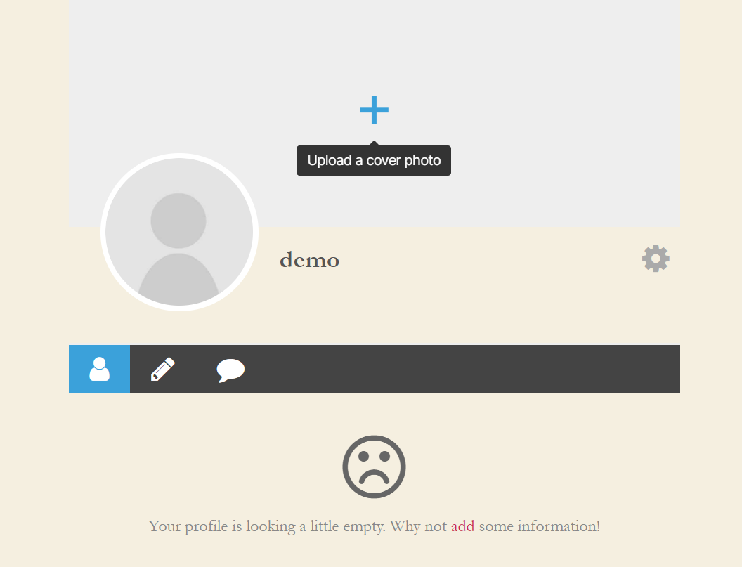 Page de profil sur l’interface publique