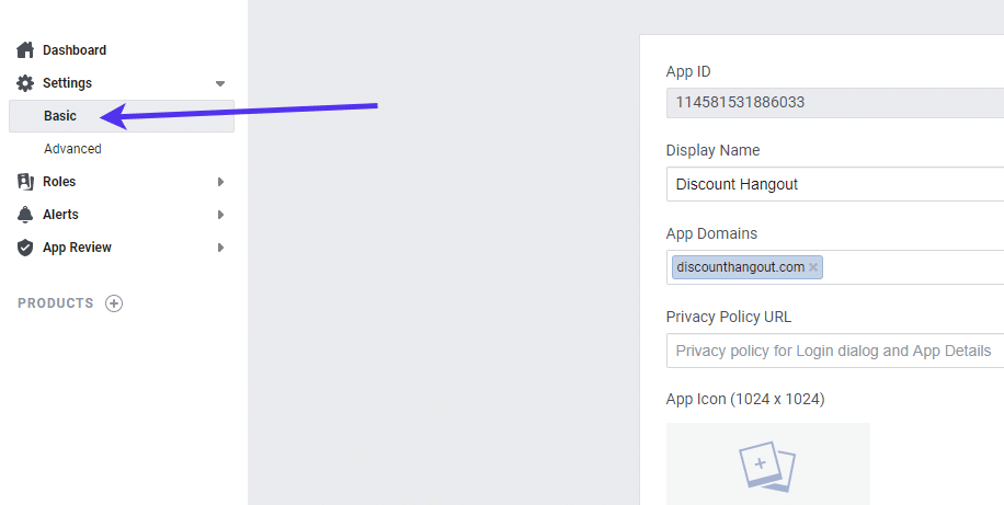 Modifier les réglages de base de votre application Facebook