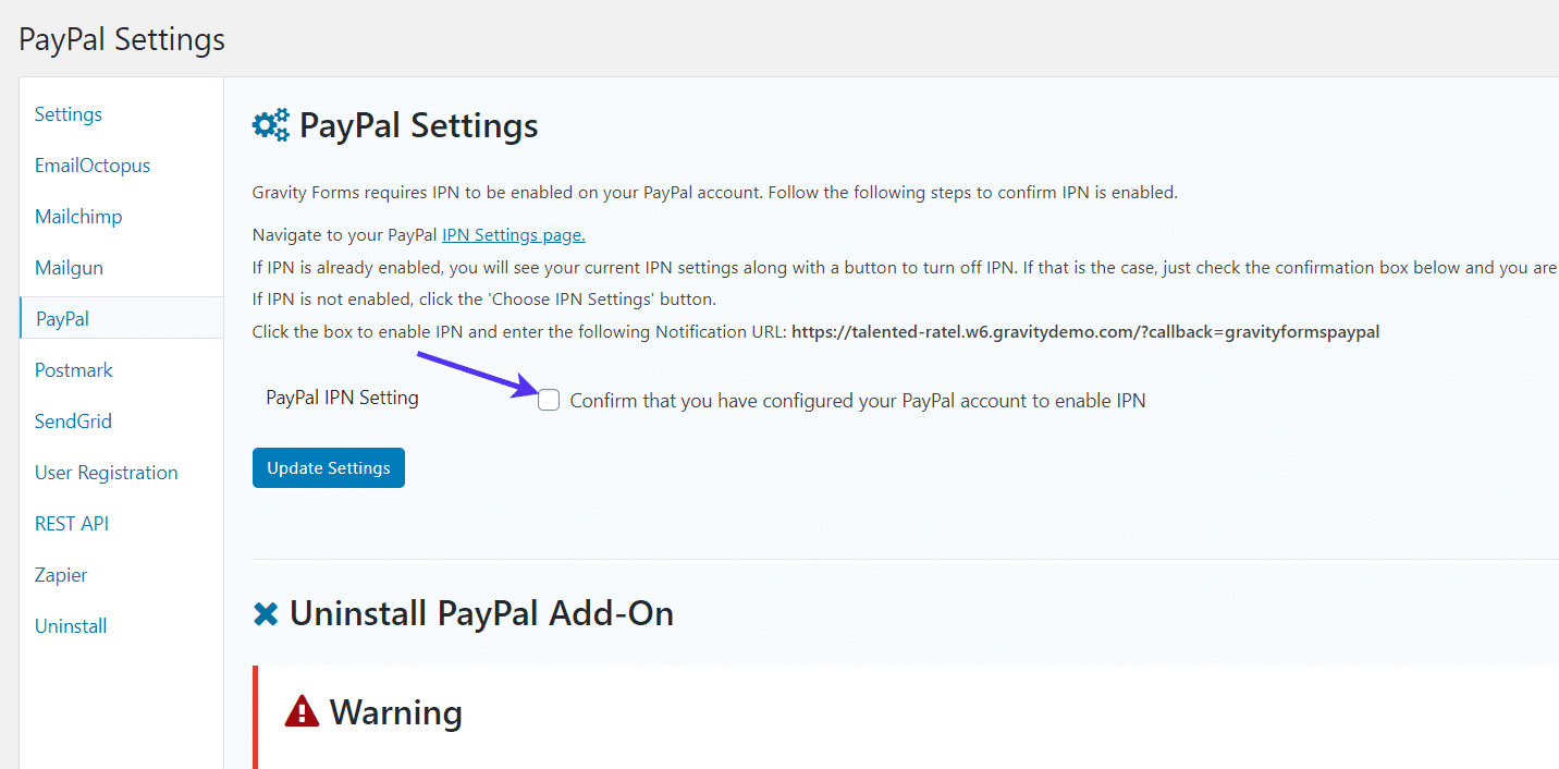 Formulário de registro de IPN do PayPal para WordPress