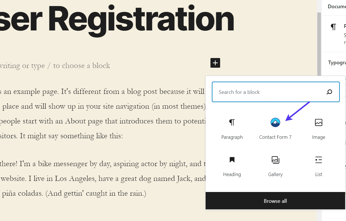 Blocco di Contact Form 7