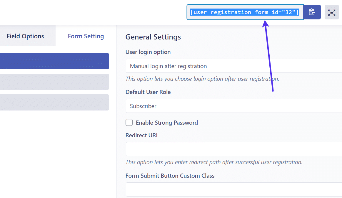 Código corto para el plugin de registro de usuario