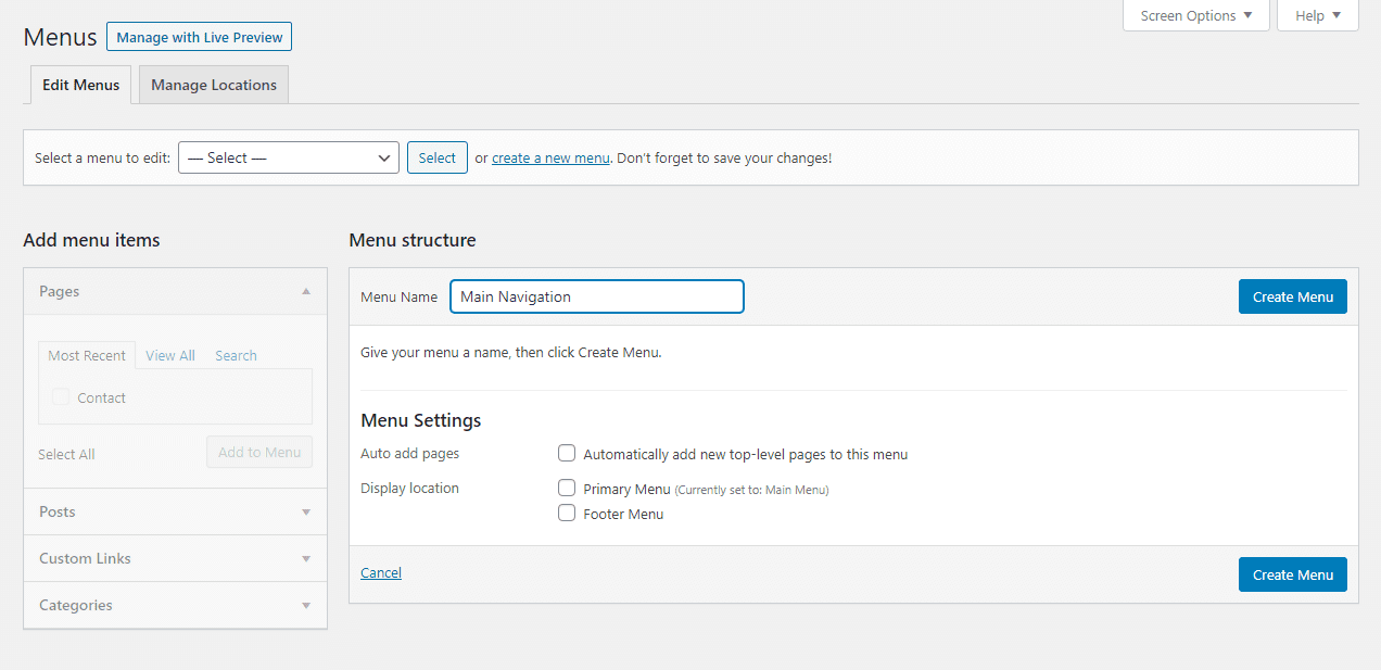 Date al vostro menu un nome descrittivo