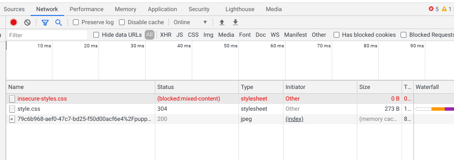 Chrome DevTools Network