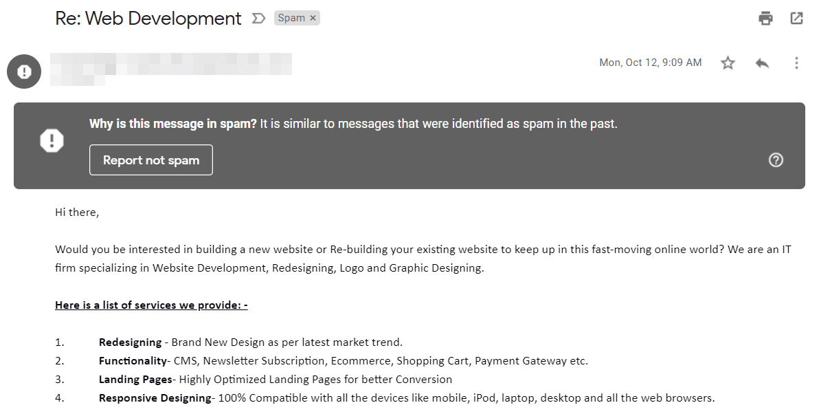 Suspects your message is spam and rejected it