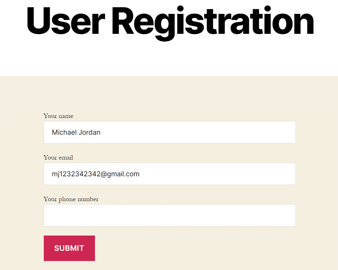 Testa registreringsformuläret