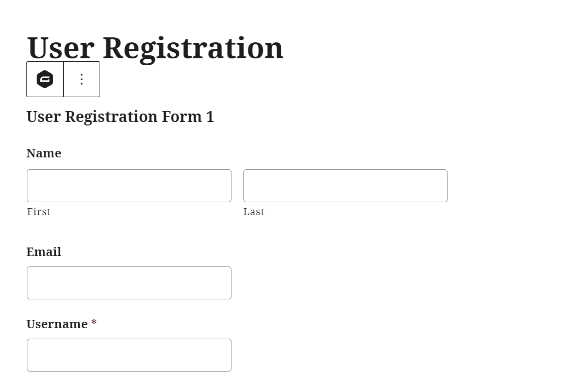 view frontend of WordPress Registration Form