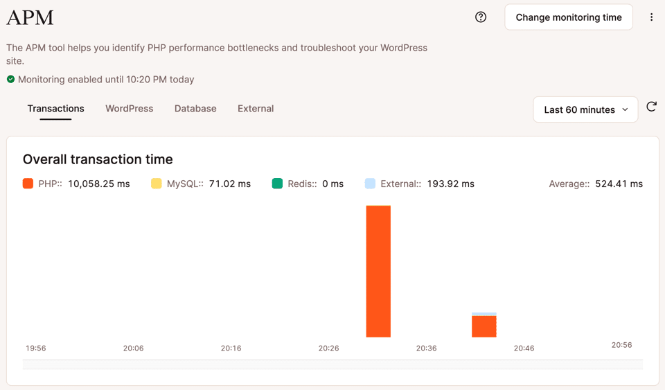 A screenshot of the main APM page in MyKinsta.