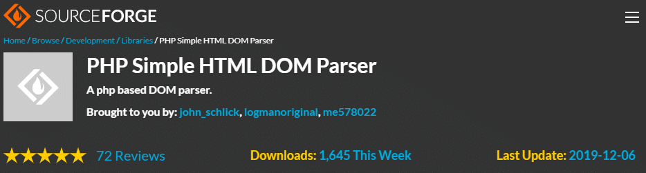 PHP Ferramenta simples de Parser HTML DOM