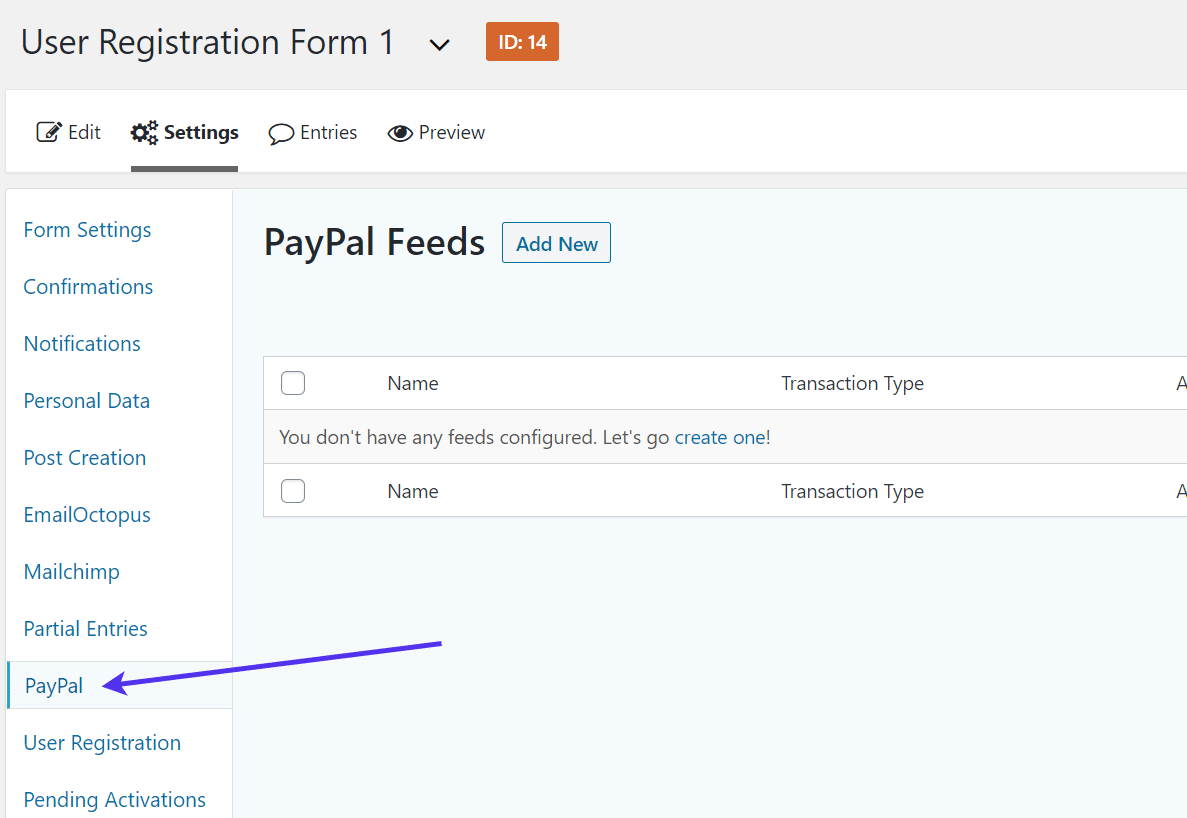 PayPal tab