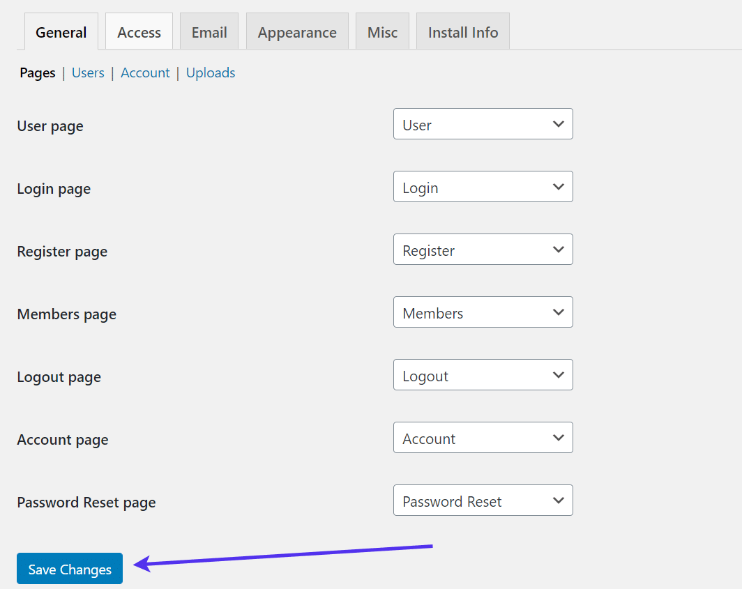 Configurações gerais para o plugin Ultimate Member