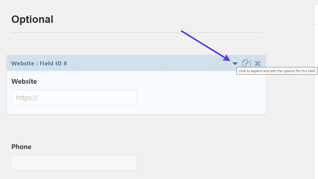 Editar la configuración de cada campo