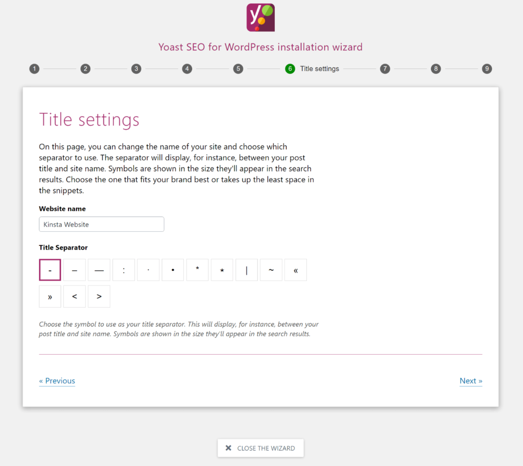 Title settings in Yoast SEO