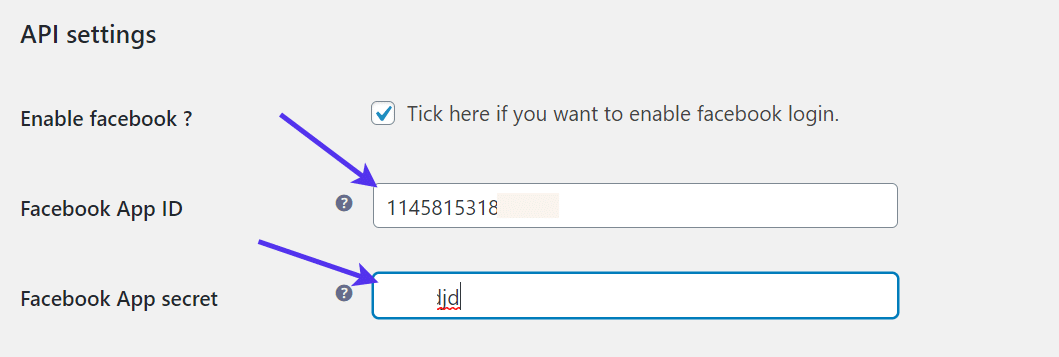 paste in API settings