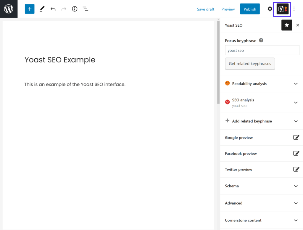 De Yoast SEO interface in de zijbalk