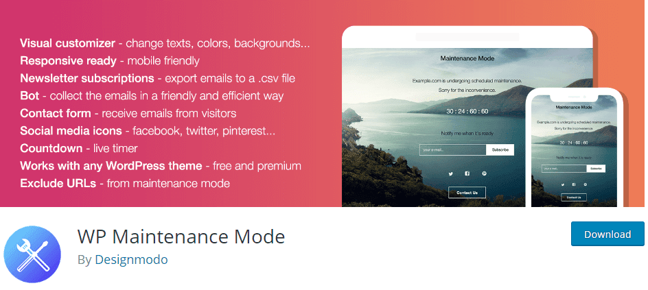 wp maintenance mode plugin