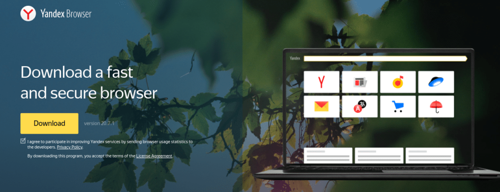 yanex is the most secure web browser