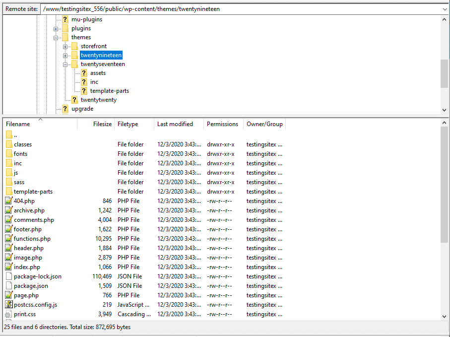 WordPress-temaer indeholder ofte ekstra mapper til organisatoriske formål.