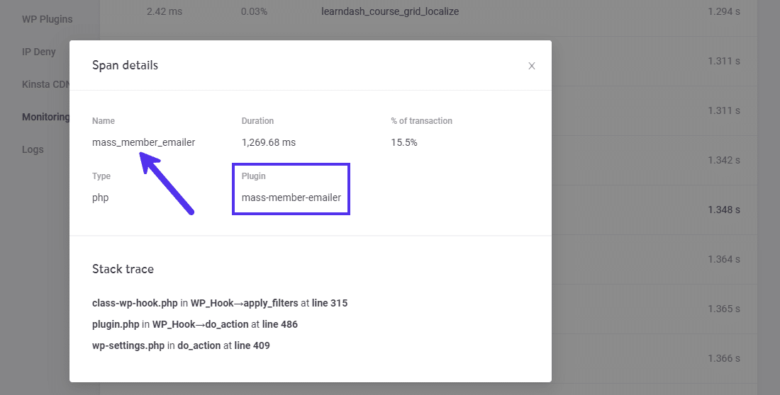 Checking the slow span details