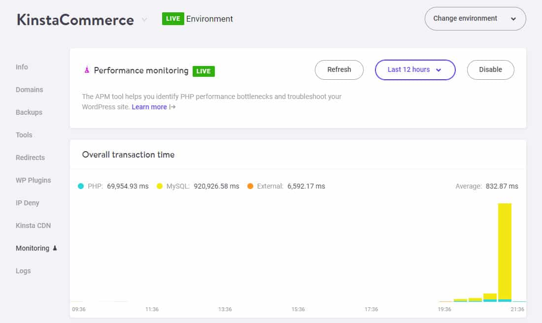 WooCommerce APM - Choosing a shorter duration in Kinsta APM