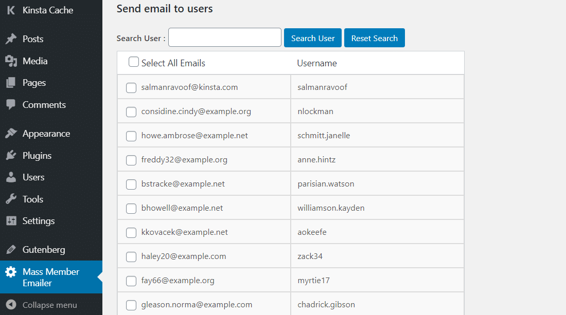 L’extension personnalisée utilisée pour simuler ce problème en utilisant des membres factices