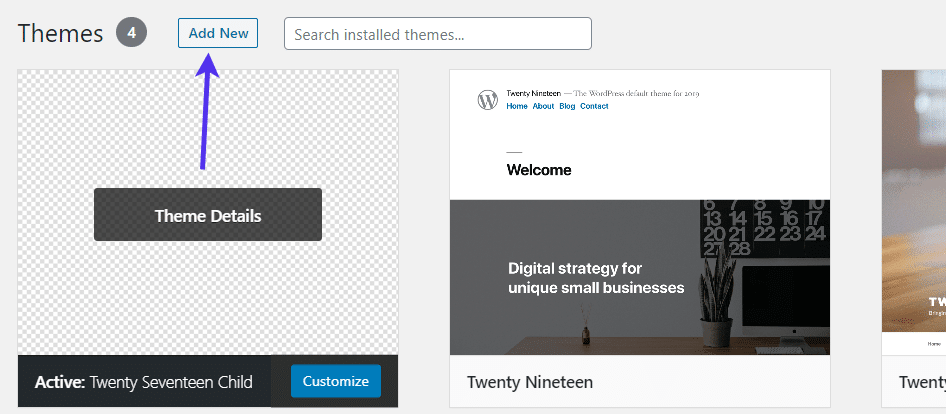 Een nieuwe thema toevoegen in WordPress