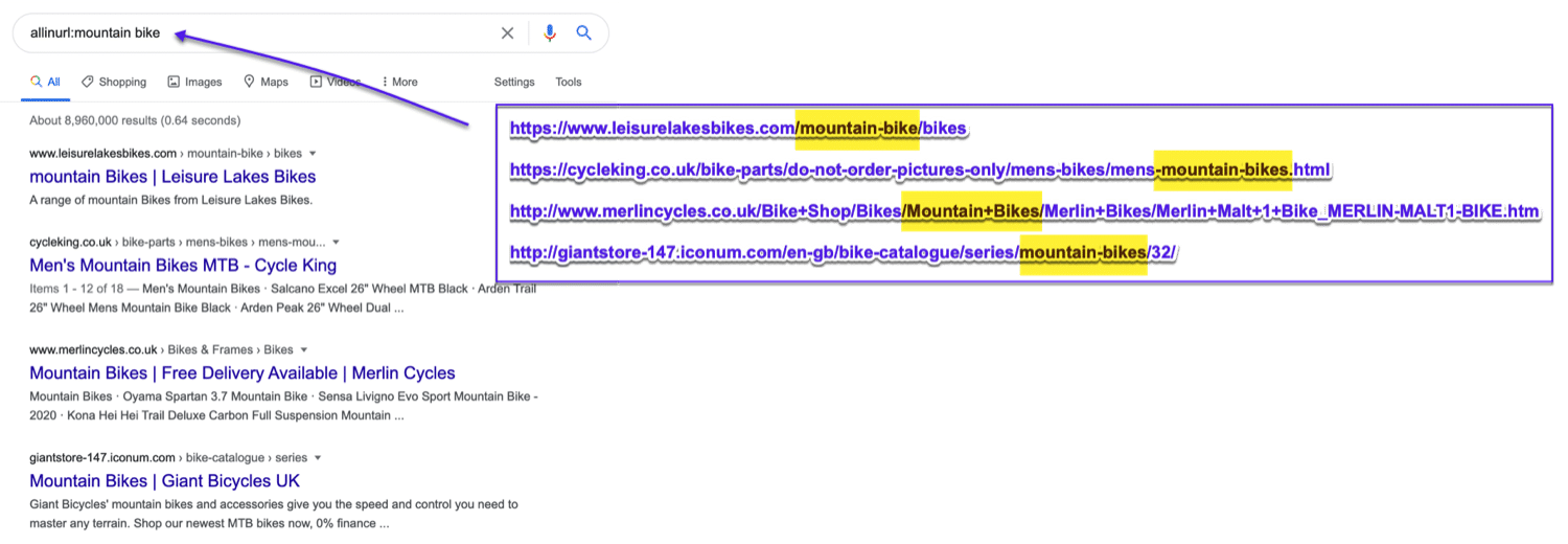 Find exact keywords inside of URLs