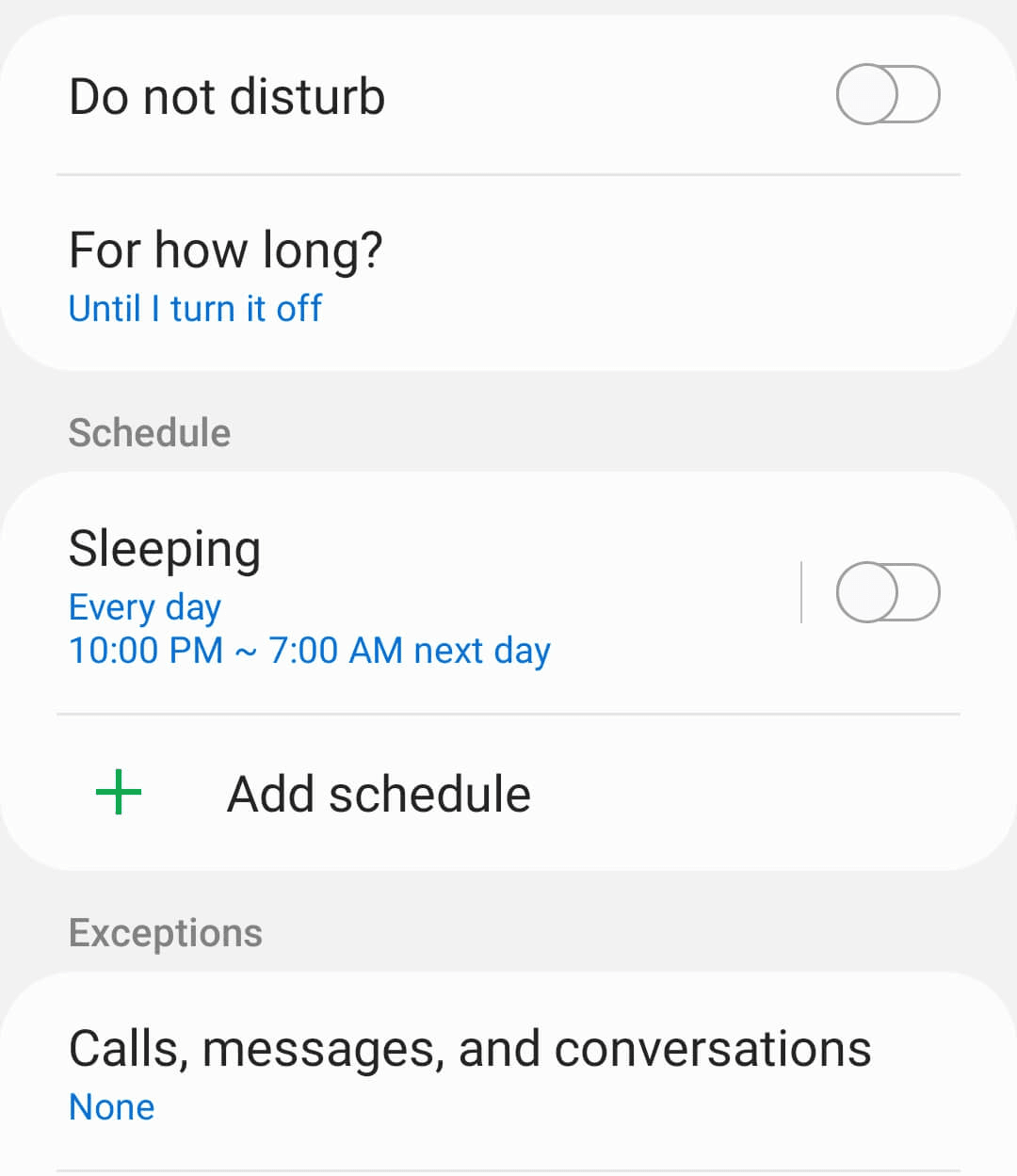 La modalità do-not-disturb di Android.