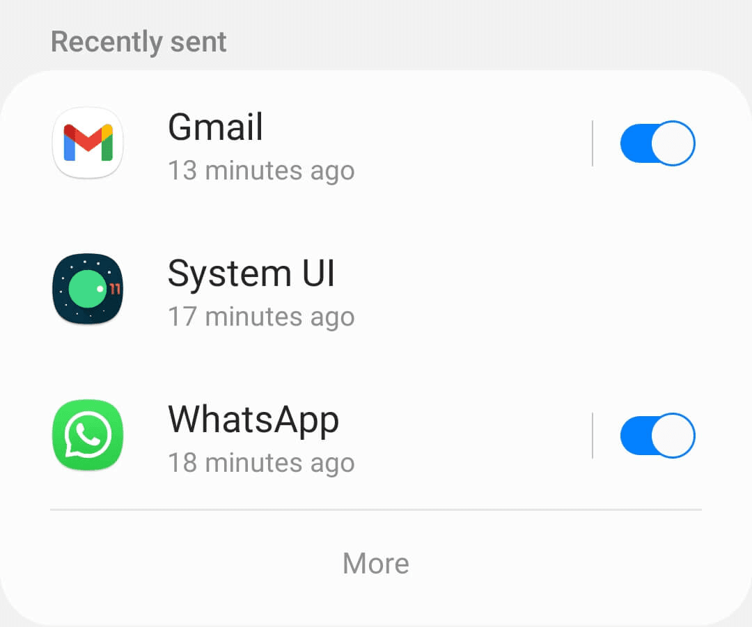 Schermata delle impostazioni per le notifiche delle app Android