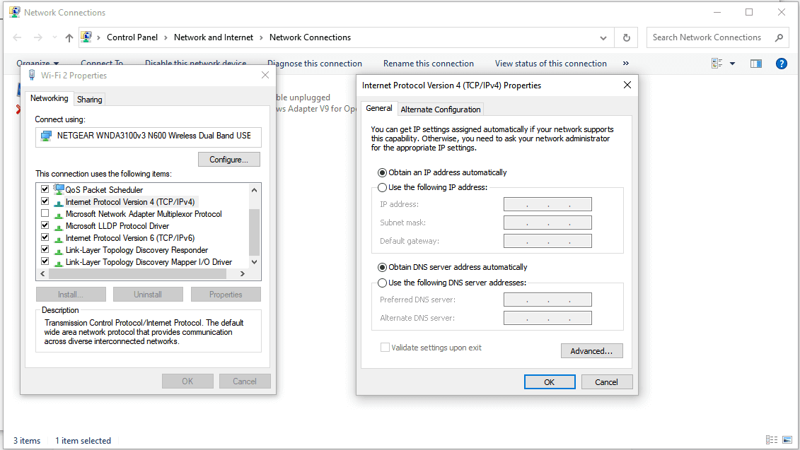 change dns in windows