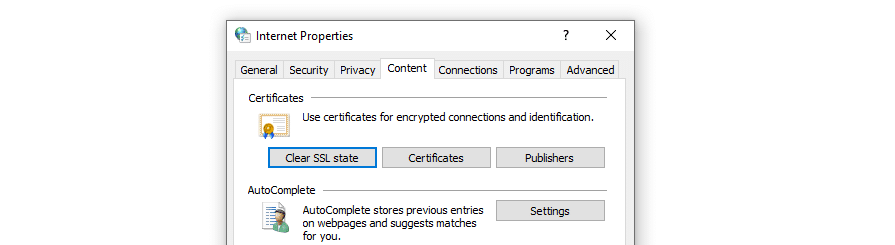 Borrado del estado SSL en Windows