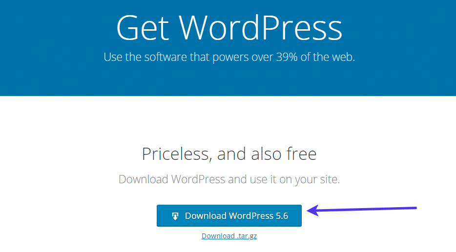 Télécharger la dernière version de WordPress.